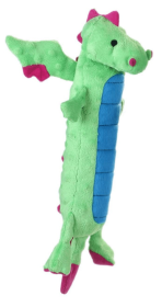 goDog Skinny Dragons w/Chew Guard Plush Dog Toy Green Large