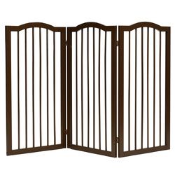 3-Panel Wooden Freestanding Pet Gate w/ Arched Top